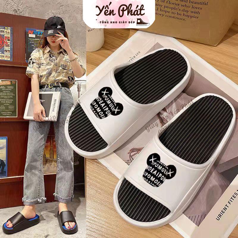 Dép Đúc Quai Ngang Unisex Dép Gấu Trắng Nam Nữ Đế Cao SIêu Nhẹ , Siêu Êm 8399 QC Mua Đúng Size