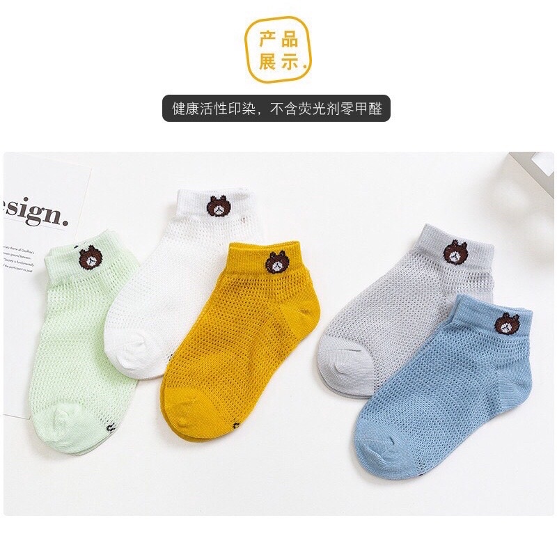 Combo 5 đôi tất lưới/tất lưới gấu / tất lưới ren voan nhiều màu cho bé