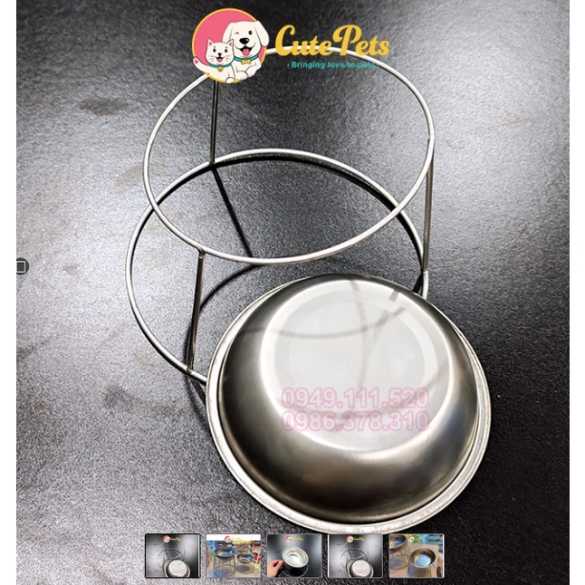 Bát inox chống gù lưng cho chó mèo - Phụ kiện chó mèo uy tín