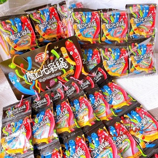 Sỉ 1 lốc gồm 30 gói kẹo dẻo sợi chun phủ đường sắc màu cho bé Hongkong gói 16gam