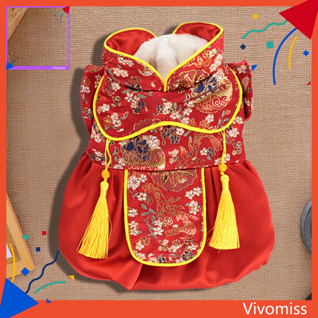 Đầm Dày Dặn Phối Tua Rua Dễ Thương Cho Thú Cưng