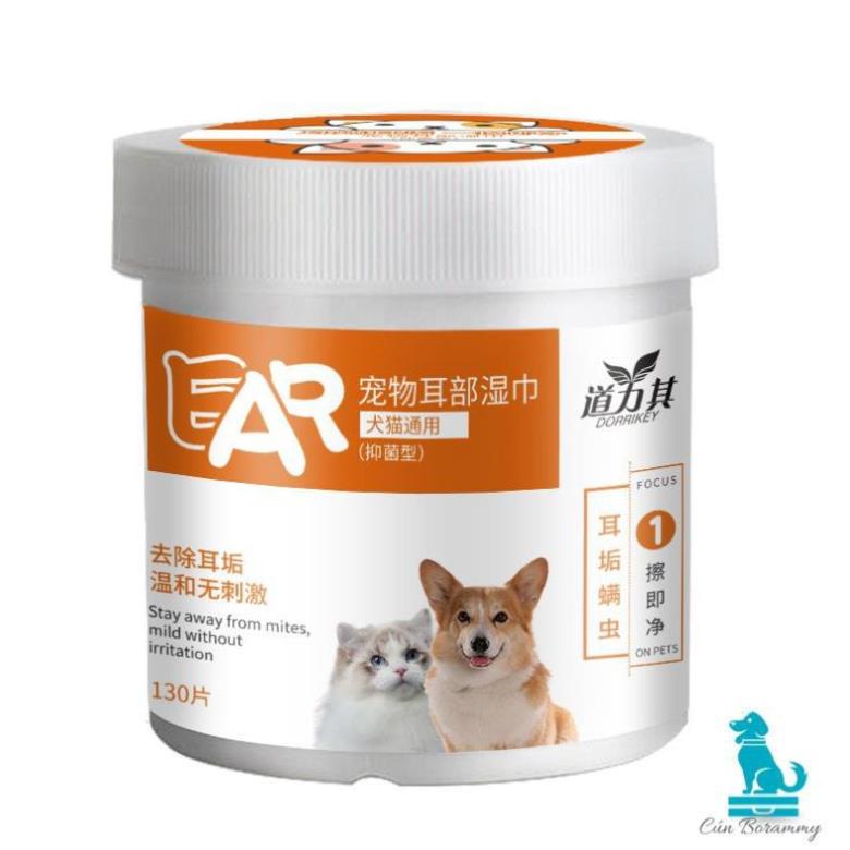 Khăn ướt lau nước mắt và tai ố bẩn cho chó mèo từ cây Lô Hội Orgo hộp 130 chiếc,
