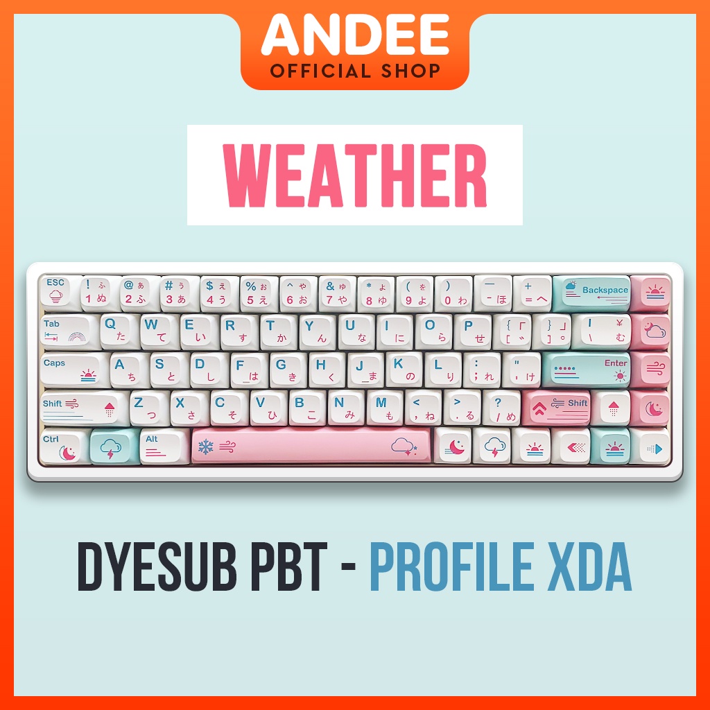 Keycap nút bàn phím XDA Weather song ngữ 132 nút dễ thương dành cho bàn phím cơ