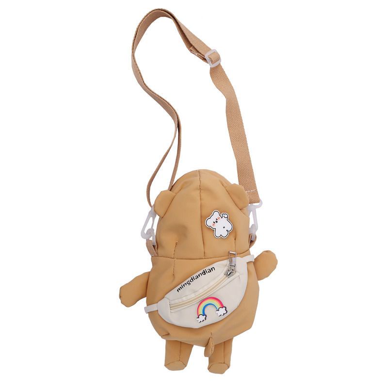 Túi Đeo Chéo Canvas In Hình Gấu Dễ Thương Phong Cách Harajuku Nhật Bản