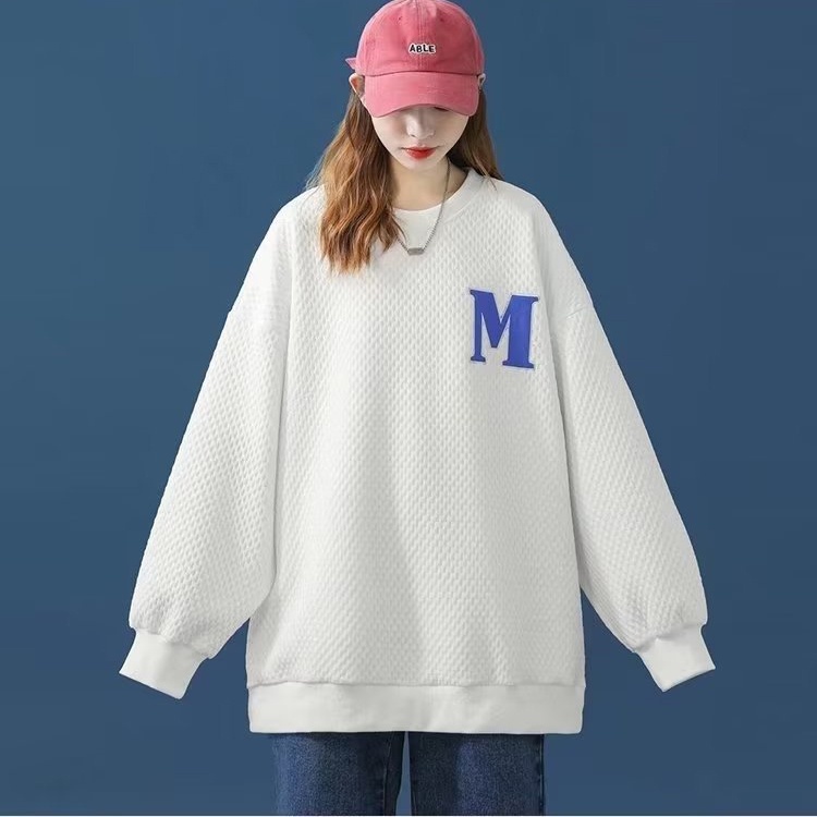 IELGY    Áo Sweater Cổ Tròn Dáng Rộng Phong Cách Hàn Quốc Thời Trang Cho Nữ