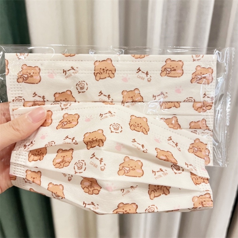 Khẩu trang y tế 3 lớp họa tiết gấu nâu siêu dễ thương