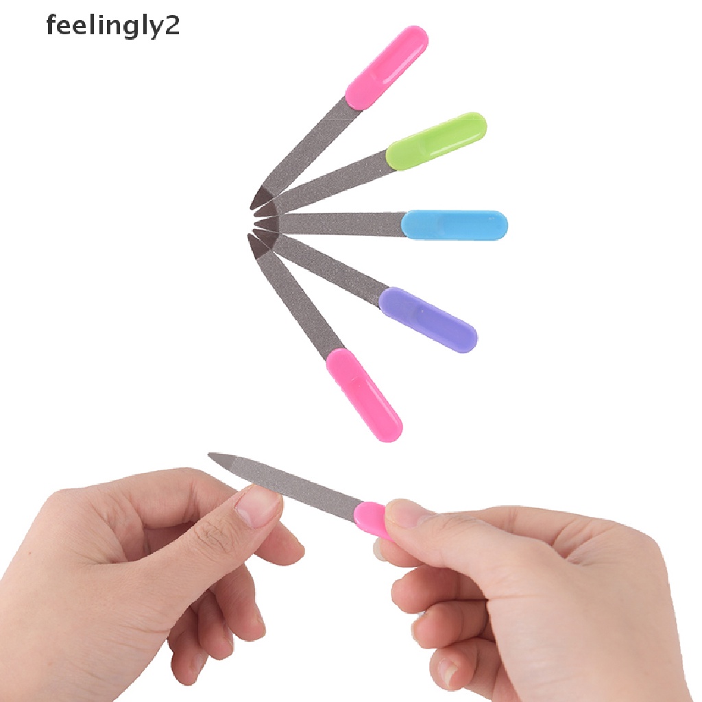 Bộ 5 Cây Dũa Móng Tay Hai Mặt Bằng Kim Loại Tay Cầm Nhựa