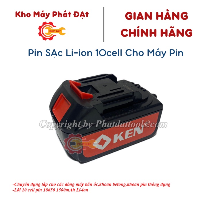 Pin sạc Li-ion 10 cell cho cái dòng máy bắn ốc,khoan betong,khoan vít dùng pin cỡ lớn-Dung lượng cao 15000mAh