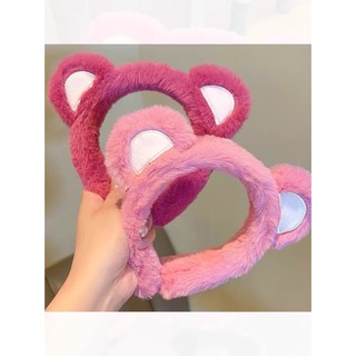 Băng Đô Cài Tóc Gấu Hồng Lotso Lông Mềm Mịn Xinh Xắn