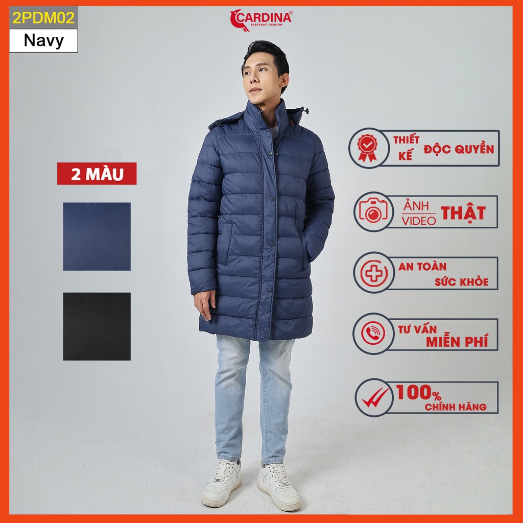 Áo phao nam CARDINA chần bông nhật cao cấp dáng dài siêu nhẹ siêu ấm 2PDM