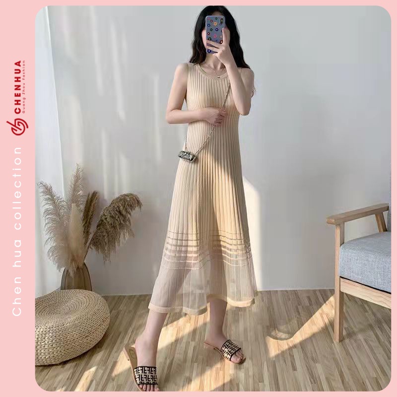 Váy len nữ ChenHua dáng dài chất len bẹt dày dặn đẹp VT18