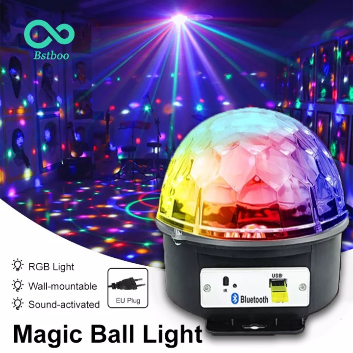 Đèn Nhảy Nhạc Vinahouse - Đèn Led Pha Lê quả cầu xoay 7 màu,phòng Karaoke cảm biến nháy theo nhạc,Để Phòng rất đệp , mang đi cắm trai , Ngoài ra còn có khe cắm USB SD card, MP3 LED Crystal Magic Ball Light