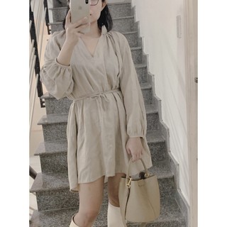 Đầm oversize dây buộc eo linen cao cấp - phoebestudio