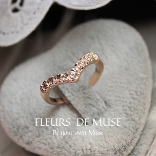 Nhẫn tròn chữ V đính đá thanh lịch Fleurs de Muse