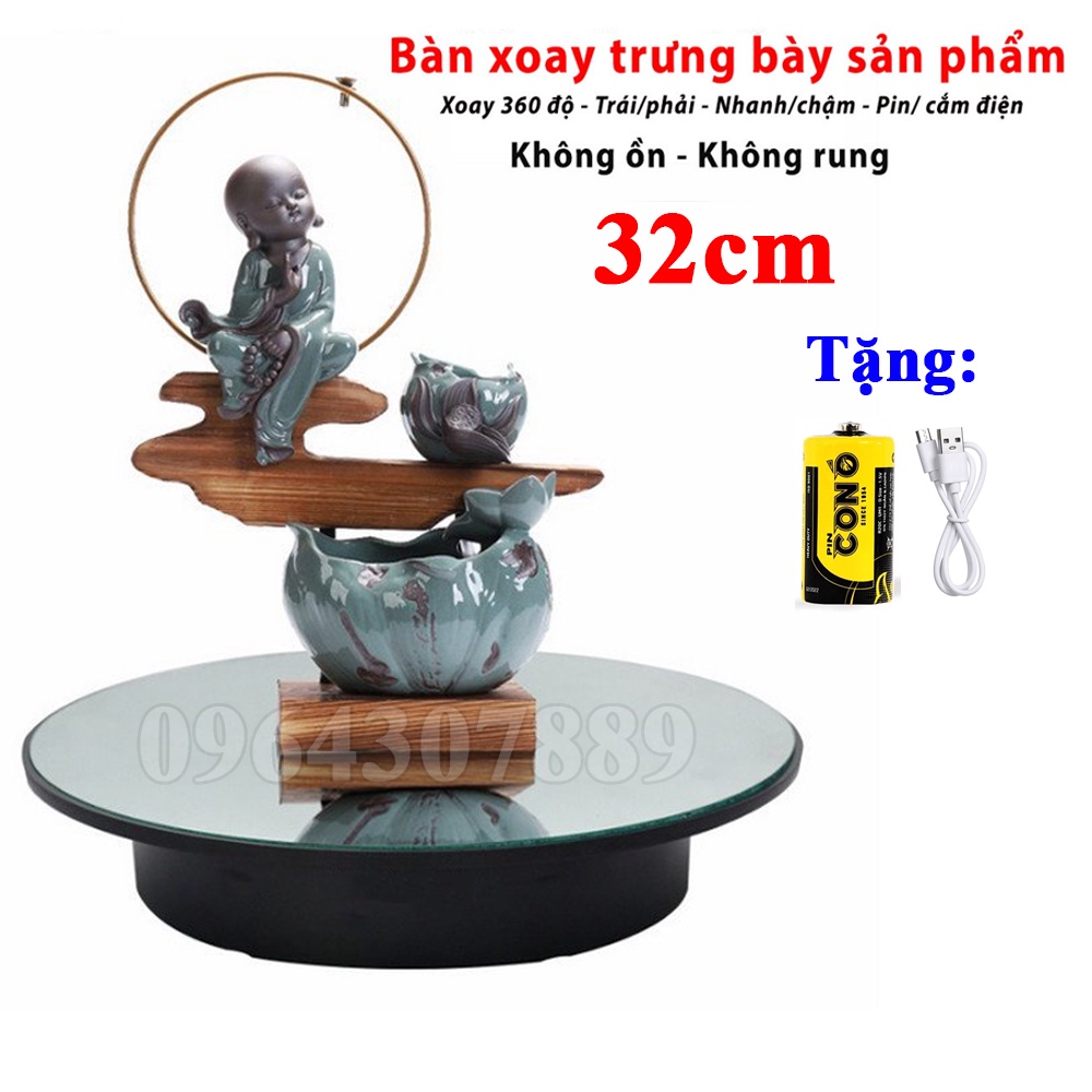 BÀN XOAY KỆ TRƯNG BÀY SẢN PHẨM 15CM 20cm25cm32cm DÙNG PIN Sạc PIN Đại HOẶC ĐIỆN 220V, TẢI 5KG Kaikai86