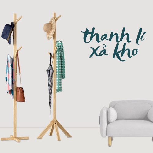 Cây Treo Quần Áo Đứng Bằng Gỗ,Kệ Sào Treo Đồ Đứng Nội Thất Kiểu Hàn Lắp Ráp