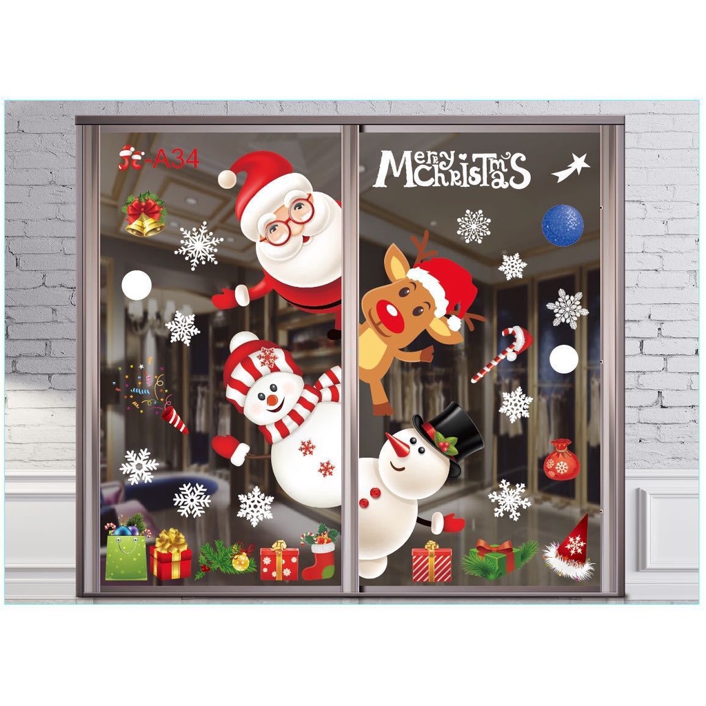 Decal Dán Giáng Sinh NOEL Cửa Sổ Trang Trí Merry Christmas Dán Cửa kính, Trang Trí Giáng Sinh 2023