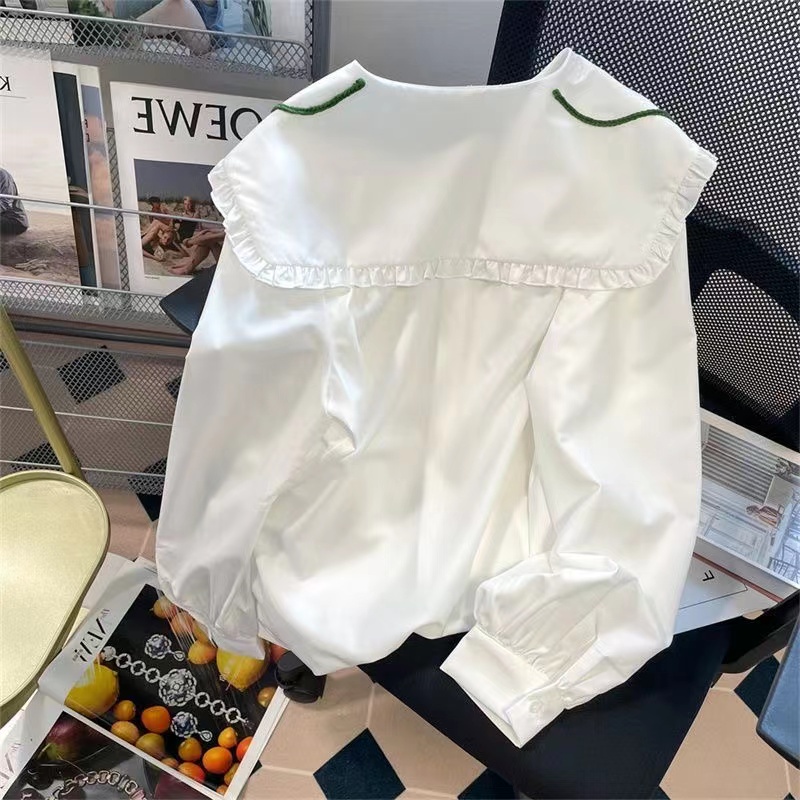 Áo Sơ Mi Nữ Tay Dài Cổ Búp Bê Thêu Hoa Phong Cách Hàn Quốc Baju Baju Wanita Lengan Panjang Hàng Mới Có Sẵn