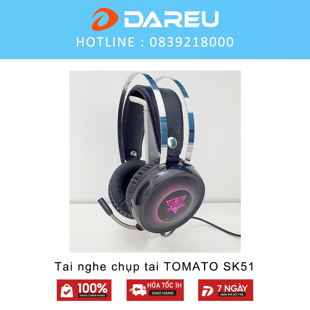 Tai nghe chụp tai TOMATO SK51 - Âm thành vòm - GIẢ LẬP 7.1 - LED RGB - BH 12 Tháng