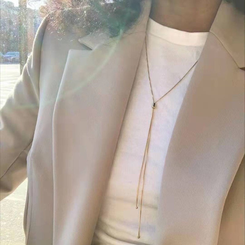 Dây chuyền dài titan kiểu mì không gỉ WN2245