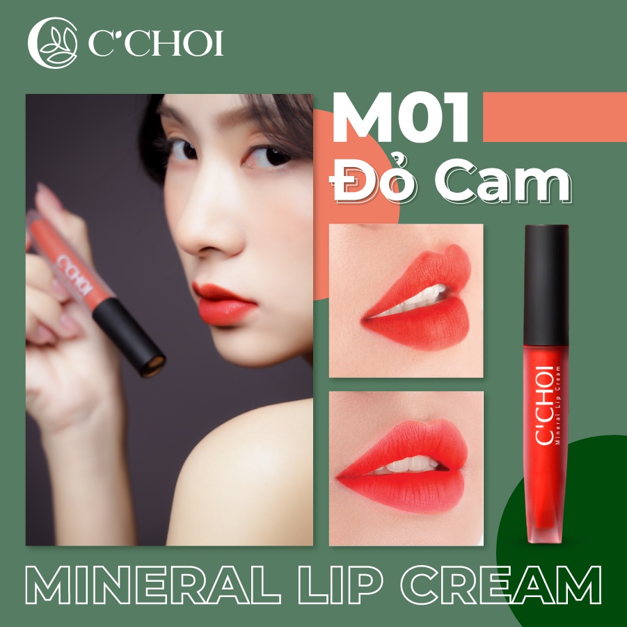 Bộ 6 Thỏi Son Kem Khoáng C'CHOI Mineral Lip Cream Lên Màu Môi Tươi Tắn Kèm Gương Soi Tiện Dụng