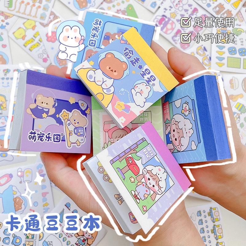 Quyển sticker MOMO mini 50 tấm xinh xắn gồm 8 mẫu, dùng trang trí sổ tay nhật kí, decor đồ dùng học tập xinh