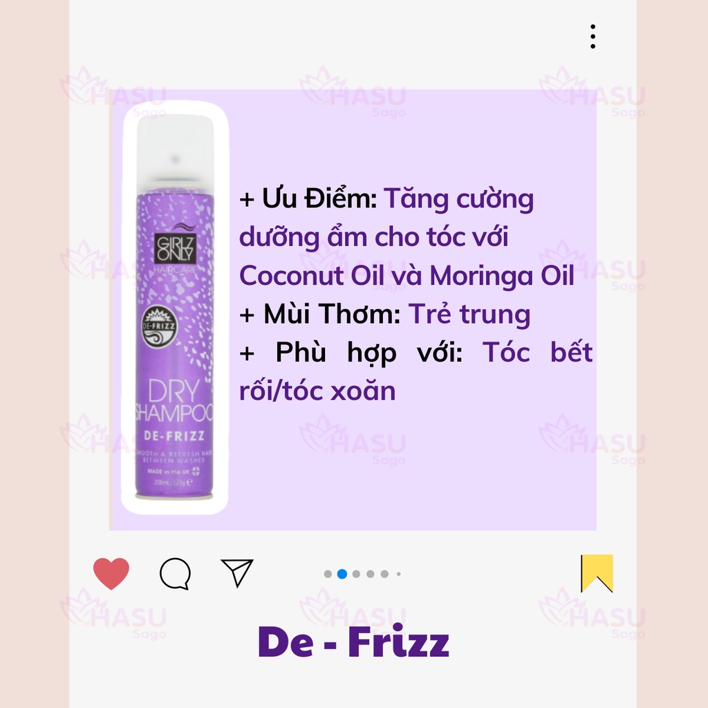 Dầu Gội Khô Girlz Only Tóc Bồng Bềnh Tức Thì 200ml Dry Shampoo Dazzling Volume