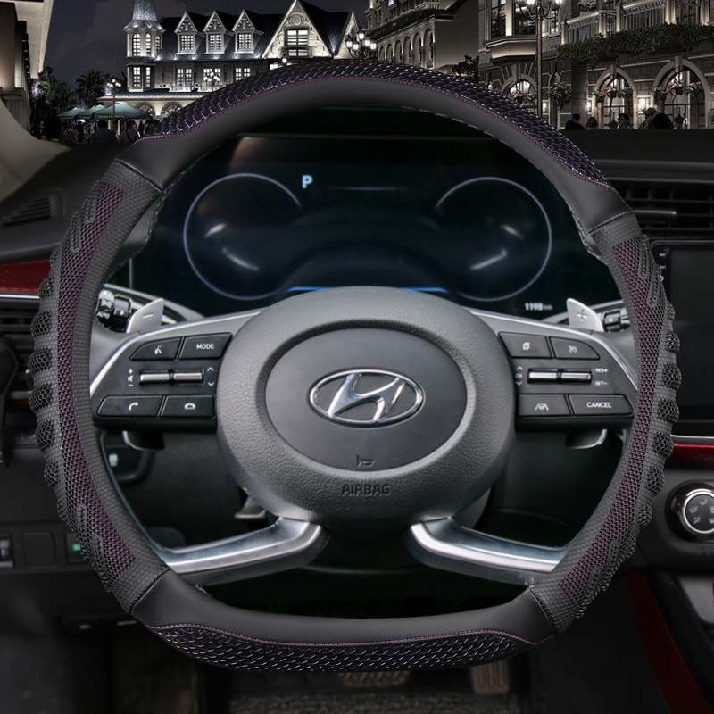 Bao Da Bọc Vô Lăng Xe Hơi Hình Chữ D Bằng Sợi Carbon Cho Hyundai Creta II 2021 2022