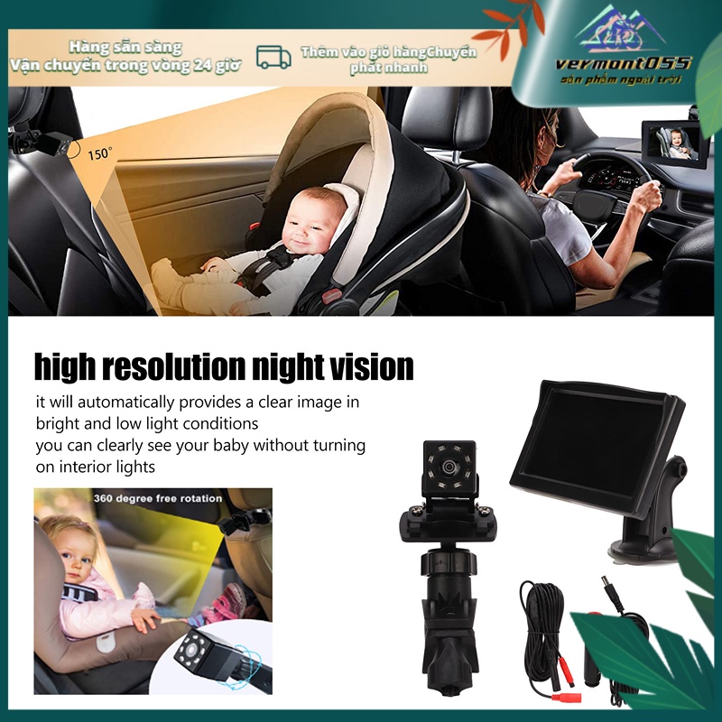 Có thể bán buôn Màn hình ghế ngồi ô tô cho bé 5 inch HD DC 12V Chống thấm nước phía sau Máy ghi xe tải SUV Vermont055 Hàng giao ngay