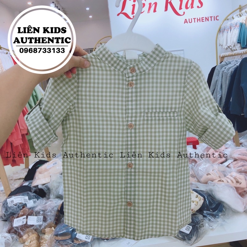 áo sơ mi kẻ cổ tàu bé trai