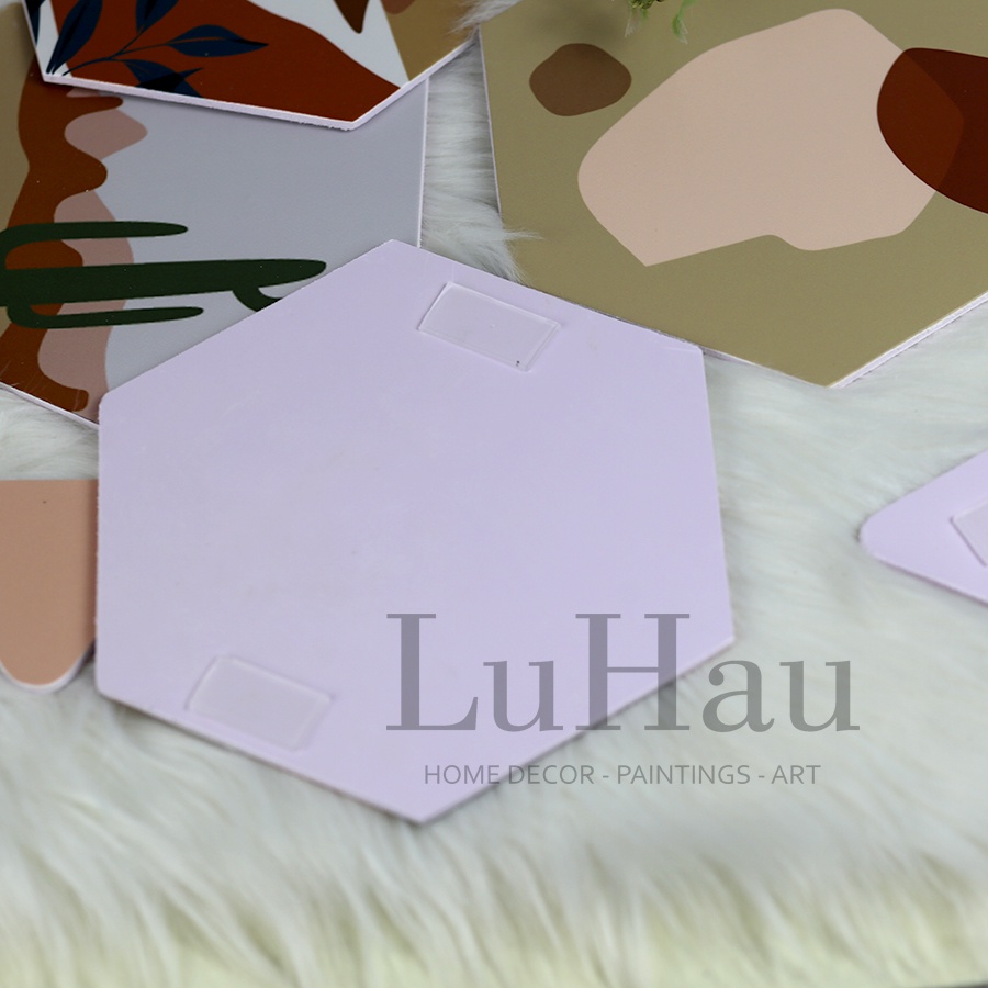Set tranh dán tường lục giác trang trí nội thất nhà hàng phòng trọ tiện lợi giá rẻ