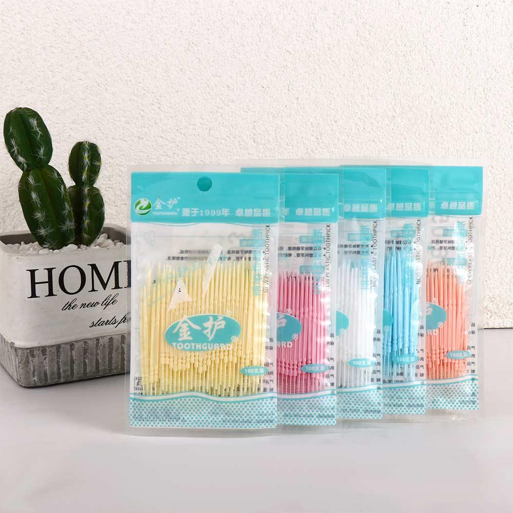 Set 100 Bàn Chải Đánh Răng Hai Đầu Bằng Nhựa Siêu Mềm