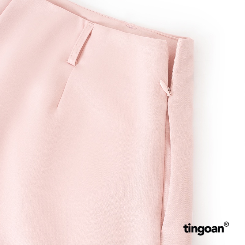 TINGOAN® - Quần short cạp cao chiết ly eo hồng tingoan BUBBLE SHORT/PK
