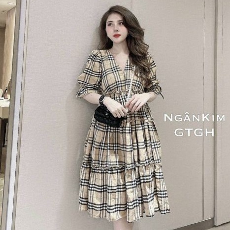 Váy bầu công sở kẻ sọc - đầm bầu giá rẻ