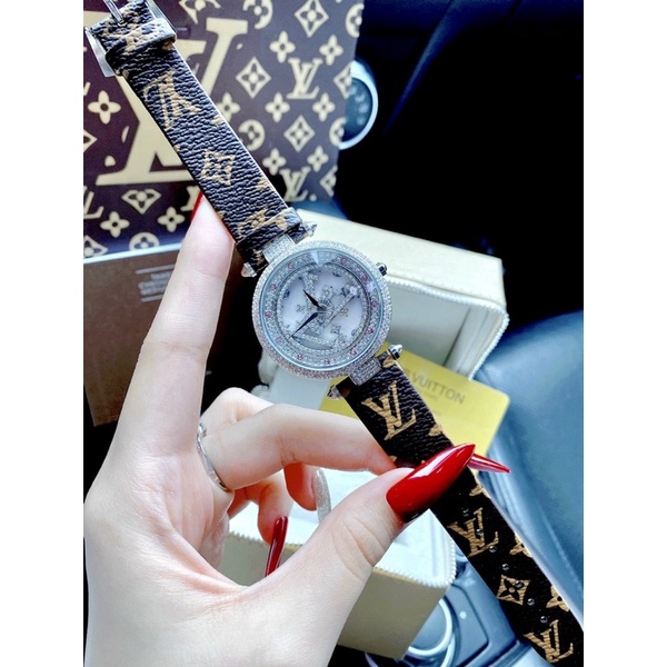Fullbox hãng, đồng hồ đeo tay nữ Louis Vuitton mặt xoay đính đá cực đẹp sang trọng LUTOS WATCHo