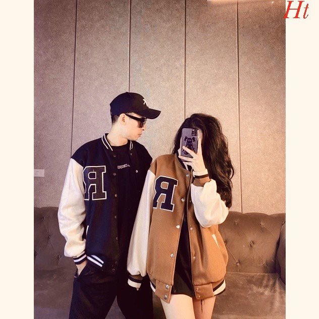 Áo Bomber phối chữ R to Chất liệu: nỉ cotton, cúc bấm sịn sò