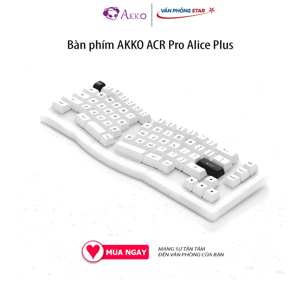 Bàn phím công thái học AKKO ACR Pro Alice Plus 68 nút LED RGB. Cấu trúc Gasket Mount, case CNC 2 lớp