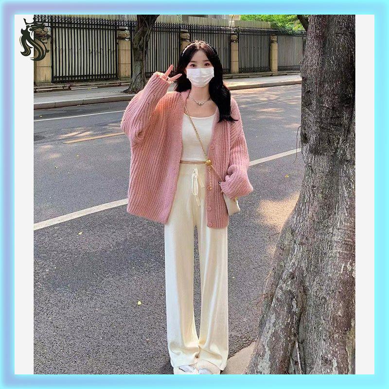 Áo Khoác Cardigan Màu Hồng Ngọt Ngào Thời Trang Mùa Thu Đông Dành Cho Học Sinh
