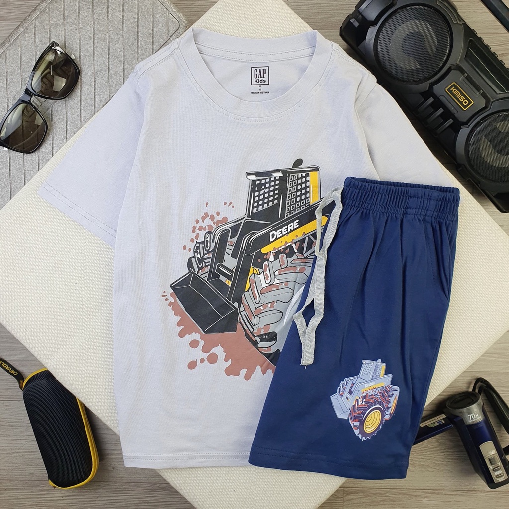 Đồ bộ bé trai Gap size đại chất thun cotton nhiều màu sắc in hình khủng long mặc đi học đi chơi đều đẹp