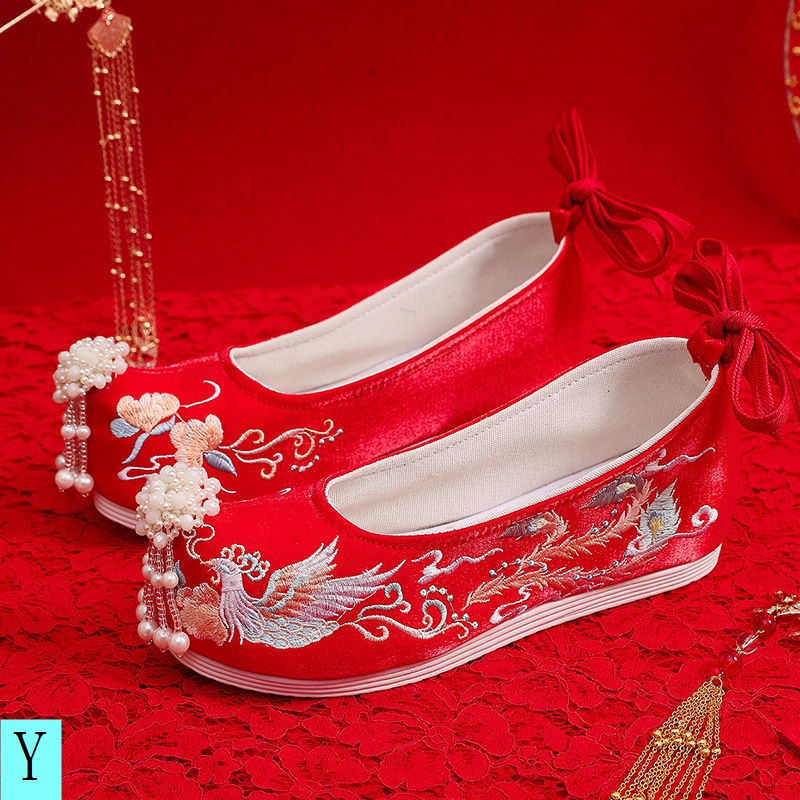 Giày Búp Bê Thêu Họa Tiết Phong Cách Trung Hoa Cổ Điển Cho Cô Dâu