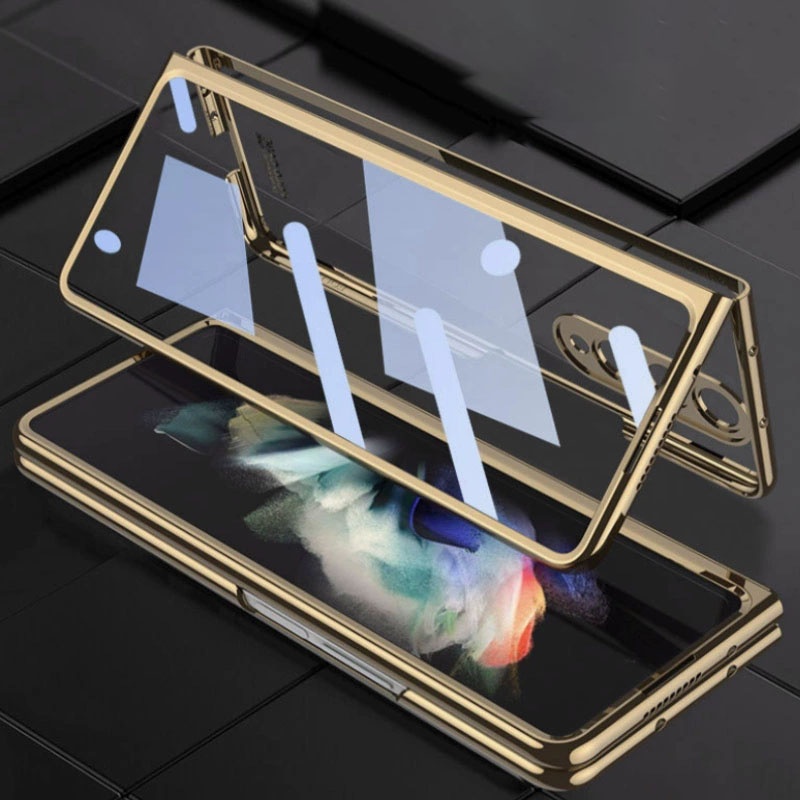 Bao Da Điện Thoại Siêu Mỏng Trong Suốt Mạ Điện Cho samsung galaxy z fold 4 fold3 Ốp