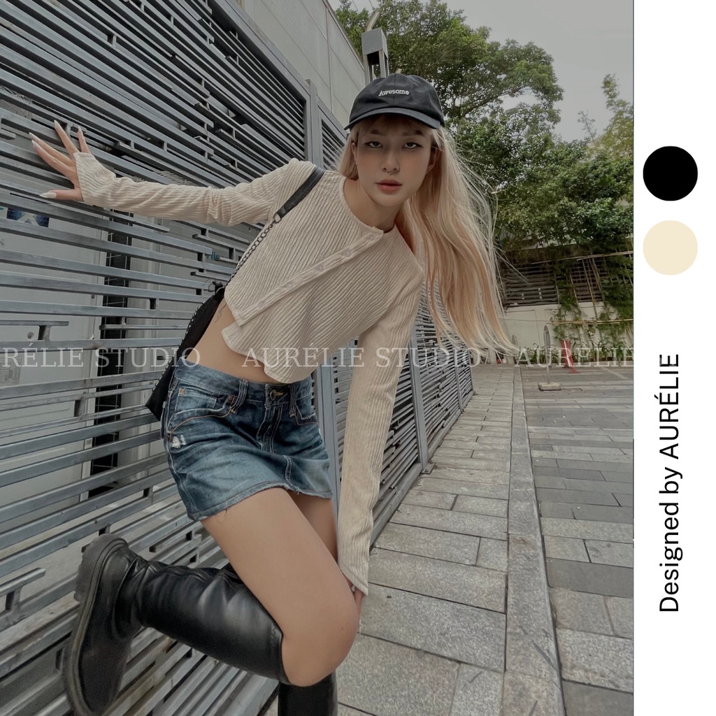 Áo len Crotop dài tay vạt chéo CAILY SHIRT by AURÉLIE