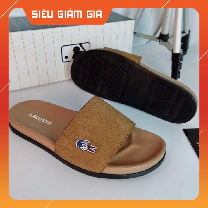 Dép Lacoste bản đế cao su non đẹp huyền thoại , dép quai ngang unisex nam nữ quai da cao cấp 2022 bao đi nước Free Ship
