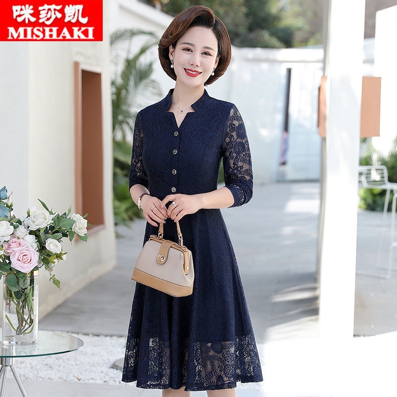Đầm Ren Tay Dài Thời Trang Mùa Xuân Cho Phụ Nữ Trung Niên 40 50 40 50 10.024