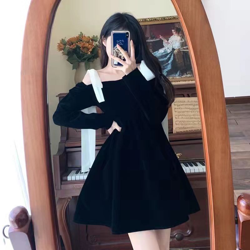 XIYUYI Đầm Chữ a Phong Cách hepburn Pháp Cổ Điển Thời Trang Xuân Thu Cho Nữ