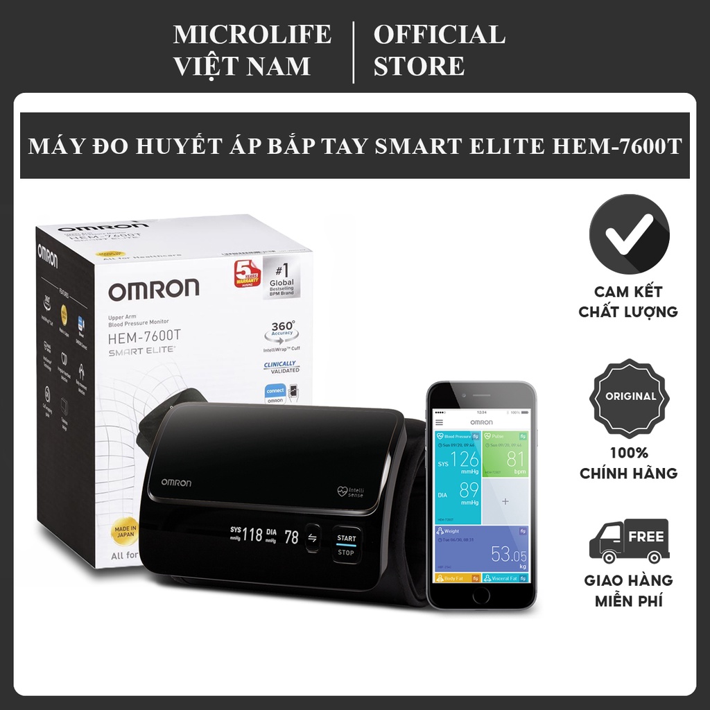 Máy đo huyết áp cao cấp omron hem-7600t kết nối bluetooth - ảnh sản phẩm 1