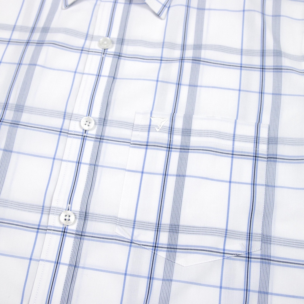 Áo Sơ Mi Vĩnh Tiến Dài Tay Dáng Slim Fit Vạt Bầu Vải Sọc Caro Bamboo 465 - G539