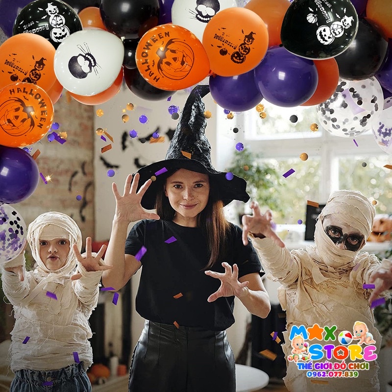 Set Bóng Bay 3 Màu In Hình Halloween Trang Trí Lễ Hội