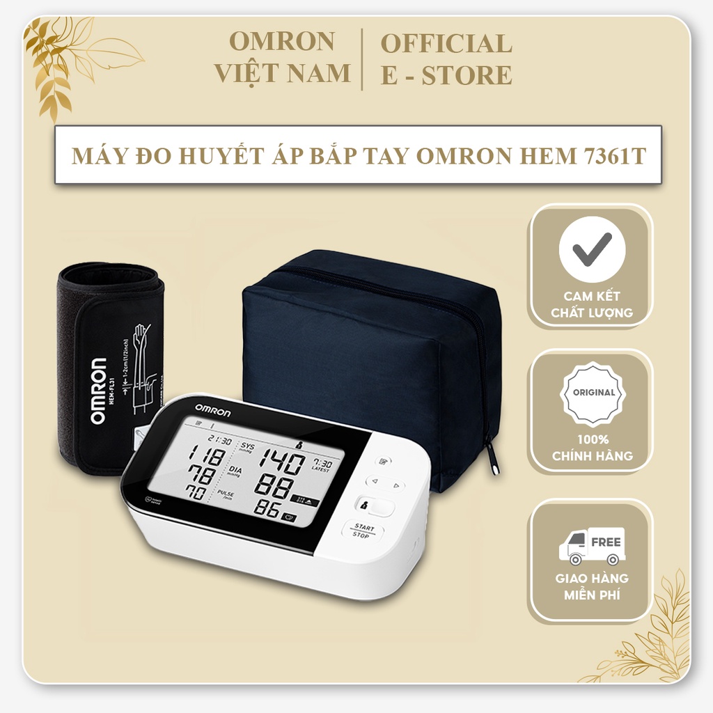 Máy đo huyết áp bắp tay Omron HEM 7361T | Kết Nối Bluetooth Với Điện Thoại Di Động - Bảo Hành 5 Năm