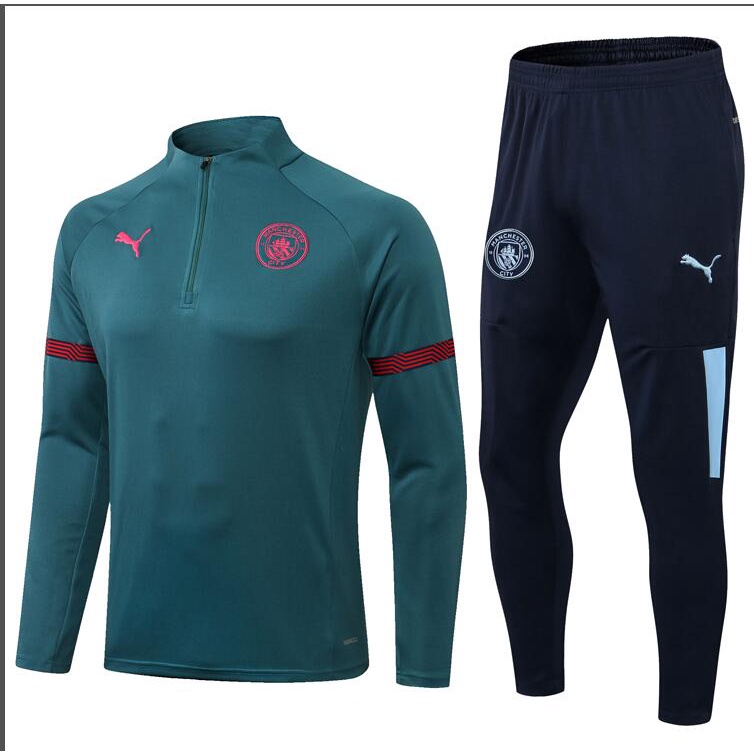 Áo Khoác Bóng Đá Tay Dài Có Khóa Kéo Nửa Thân Size S-XXL 21-22 MC Manchester city